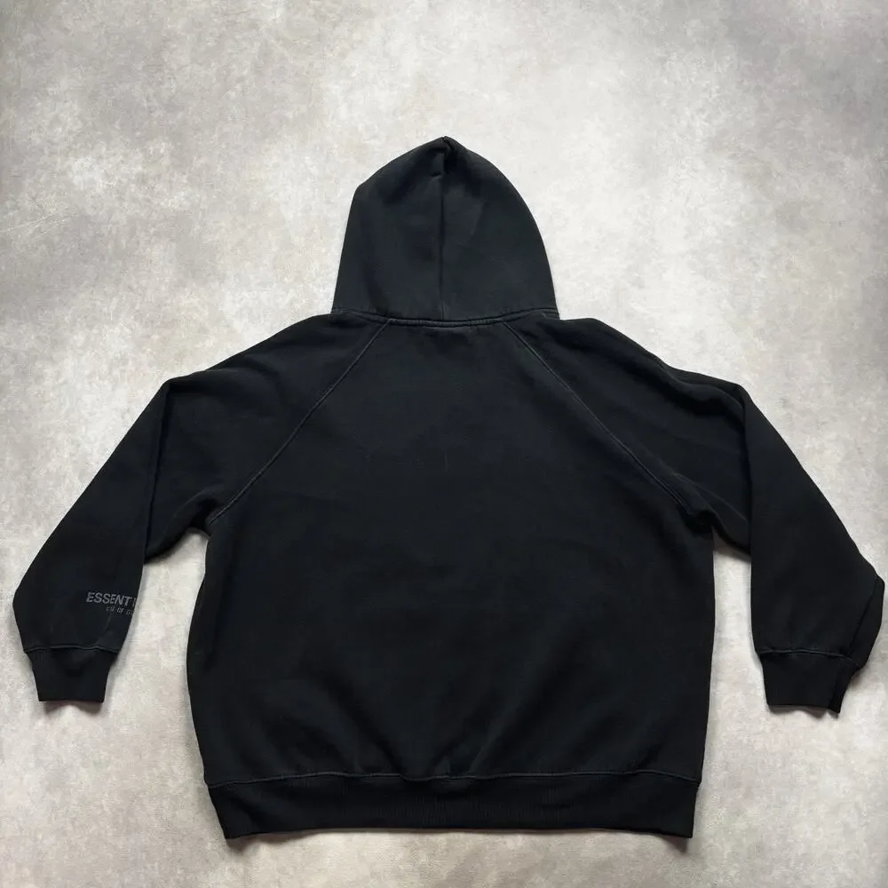 Fear of God Essentials Black Pullover Hoodie Cotton Size Medium Oversized Logo - Picture 3 of 15